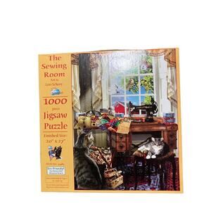 THE SEWING ROOM 1000 pc Jigsaw Puzzle Lori Schory by Sunsout 20” X 27”